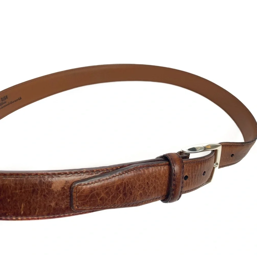 Brighton Mens Leather Belt 40 Brown Handcrafted Italian Calfskin Classic Work